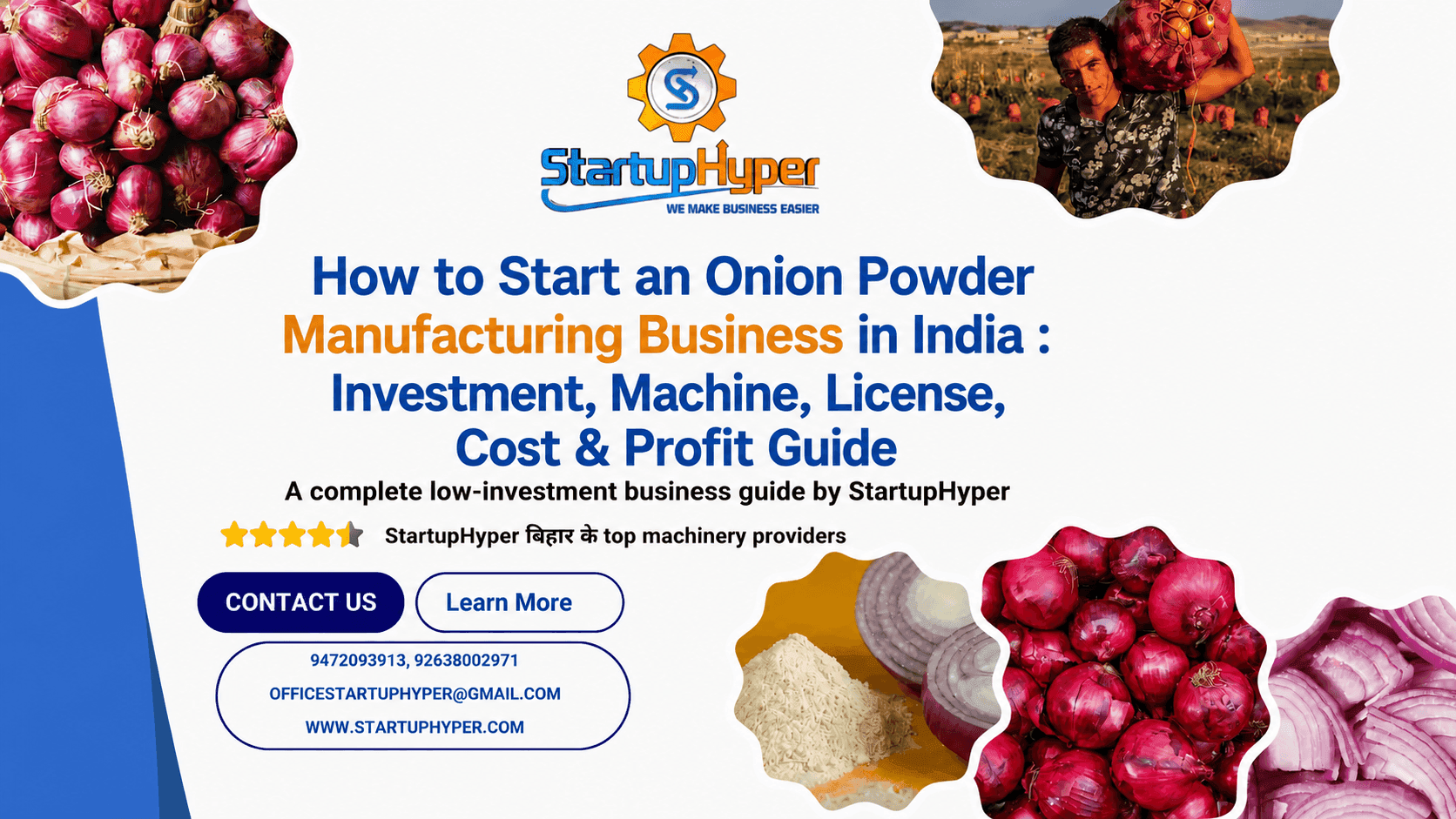 How to Start an Onion Powder Manufacturing Business in India - Investment, Machine, License, Cost & Profit Guide